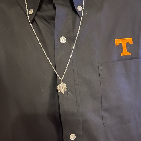 1947 HIS Tibetan Silver Metal Carved Indian Chief Pendant with Chain - Picture 6 of 7